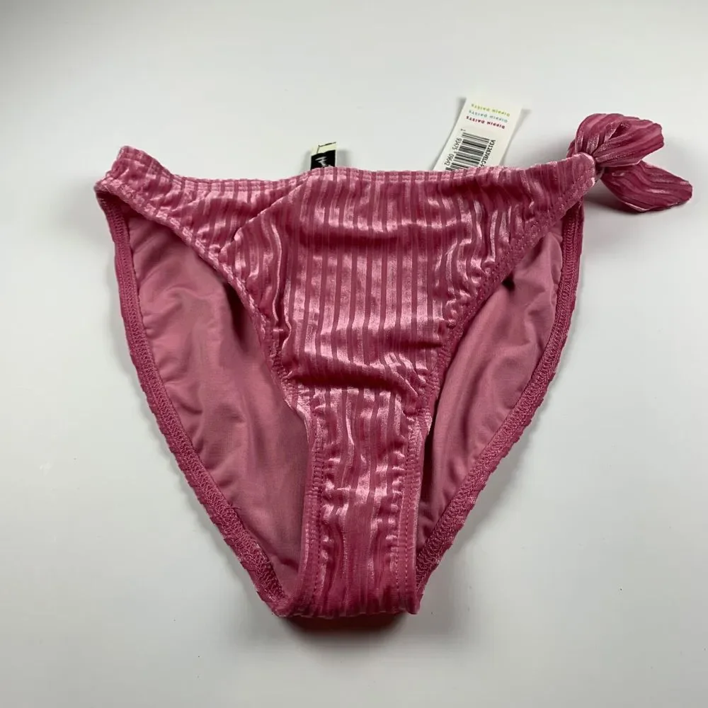 Dippin' Daisy's Womens High Cut Ribbed Velvet Side Knot Bikini Bottom Size S NWT